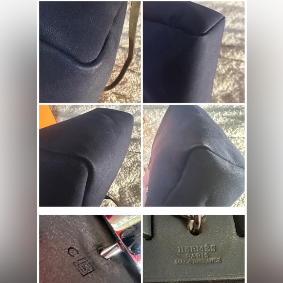 Hermes Vintage Navy Blue Canvas and Leather Herbag circa 1999 PM authenticated - Picture 7 of 10